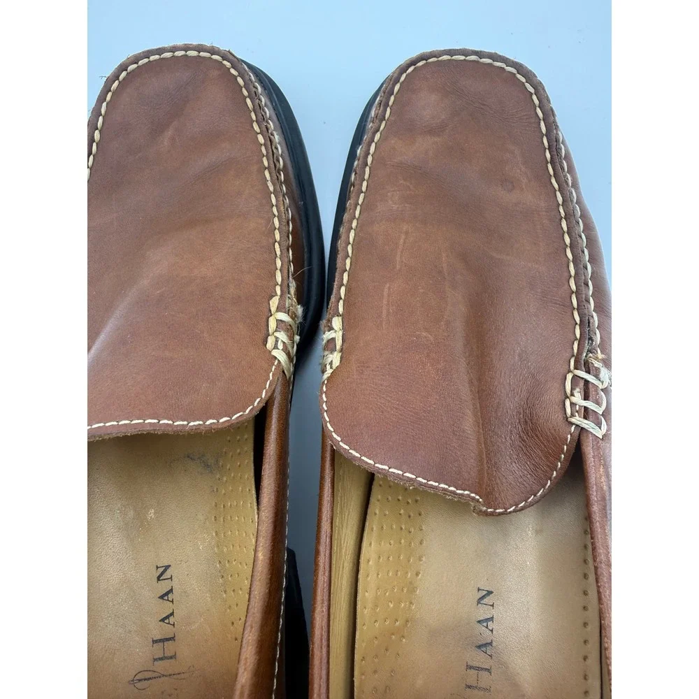 Cole Haan Mens Brown Leather Nike Air Moc Toe Slip On Loafers 07184 Size 9M